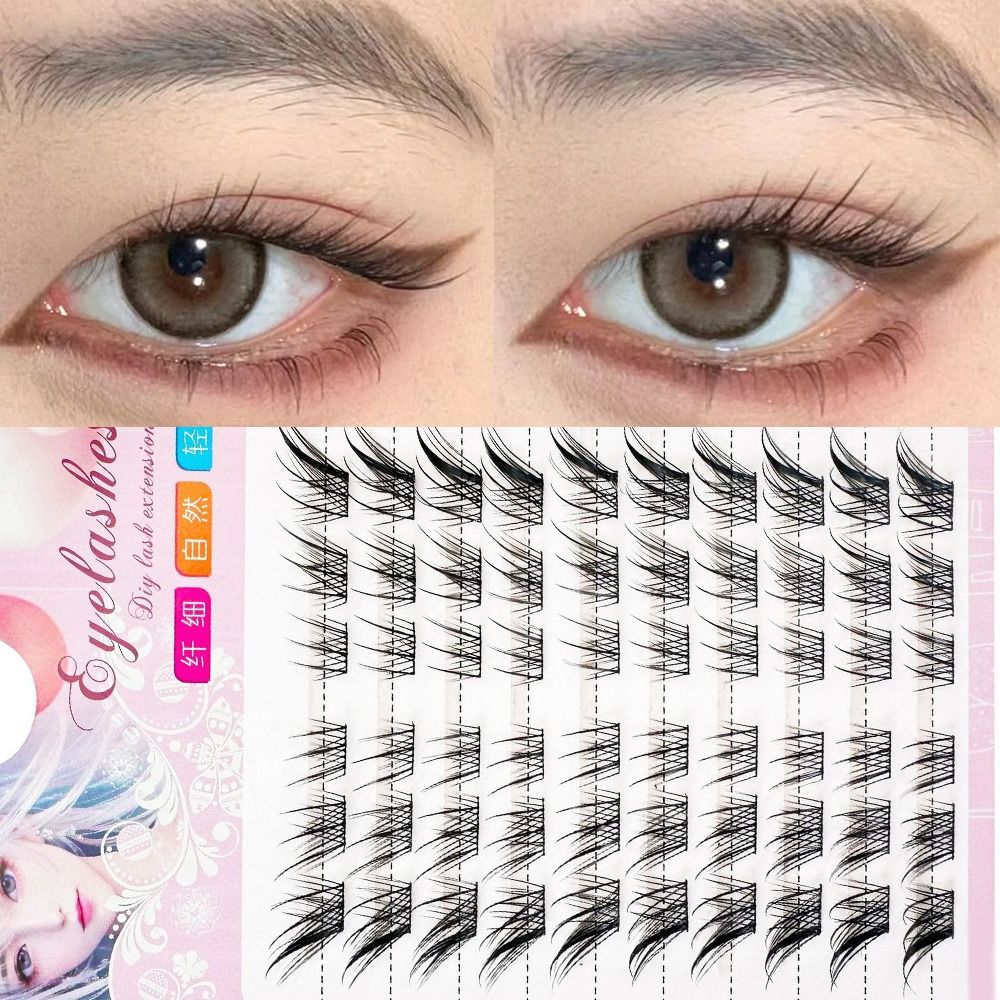 Eyelash Extension For Asian Eyes - 3D Cat Eye Clusters Lashes Natural
