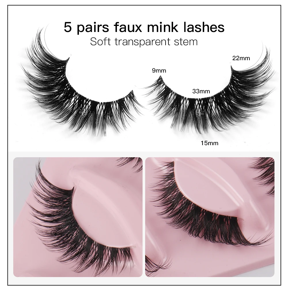 Cat Eye 5 Pairs 3D Natural Fal - Eyelash Extension Cat Eye recension och pris