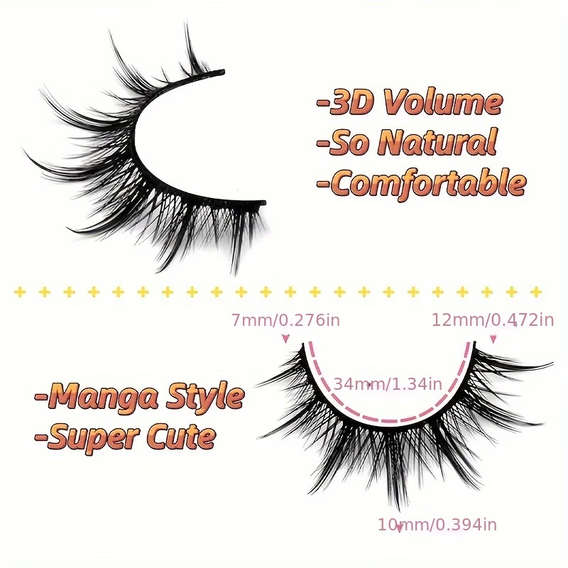 5 Pairs Manga Anime False Eyel - Eyelash Extension Japanese Style recension och pris